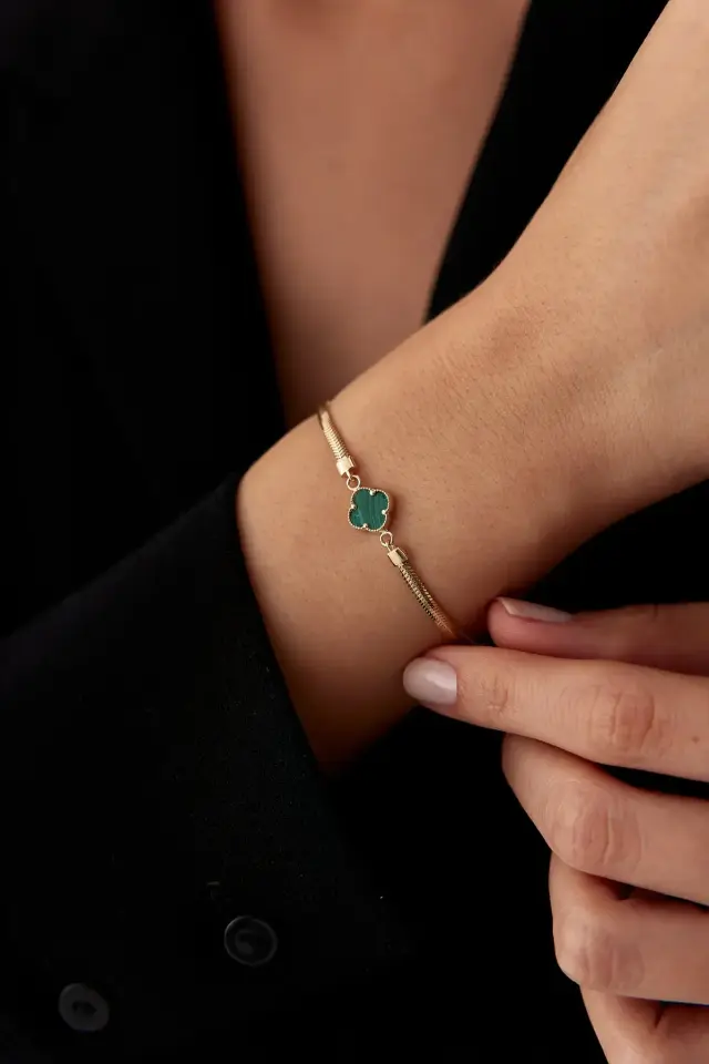 Altın Yoncalı Tondo Bileklik