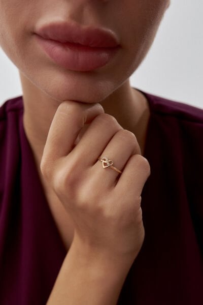 Altın Kalp Sonsuzluk Detaylı Yüzük