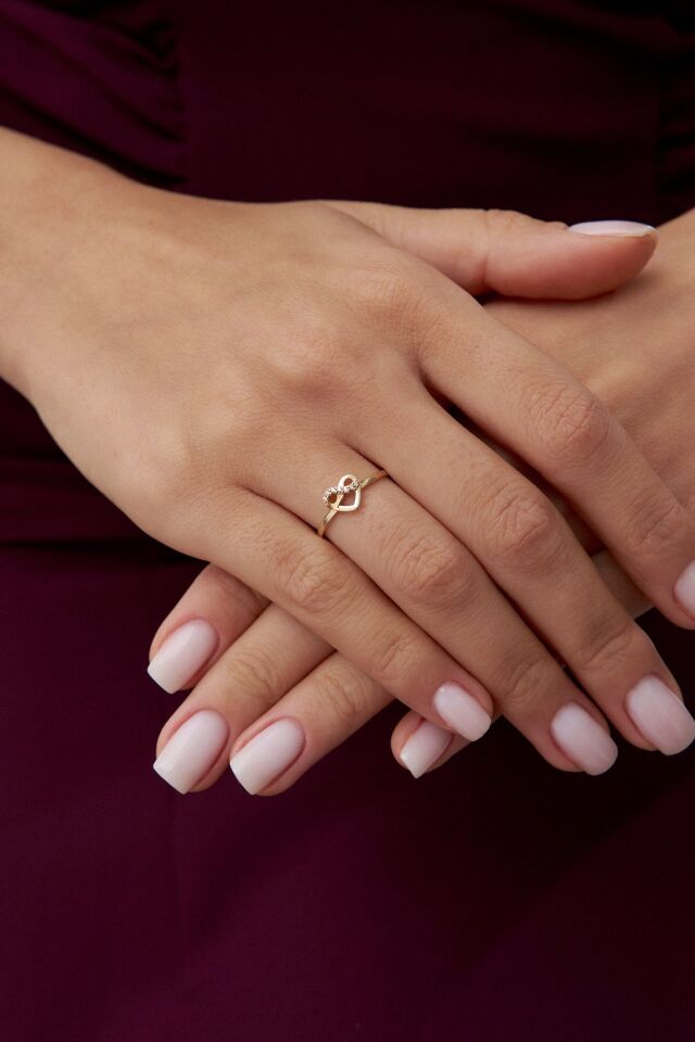 Altın Kalp Sonsuzluk Detaylı Yüzük