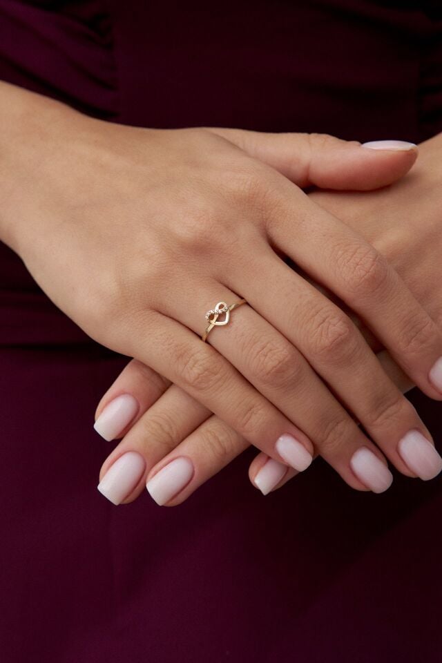 Altın Kalp Sonsuzluk Detaylı Yüzük