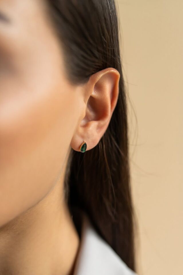 Alın Zümrüt Taşlı Küpe