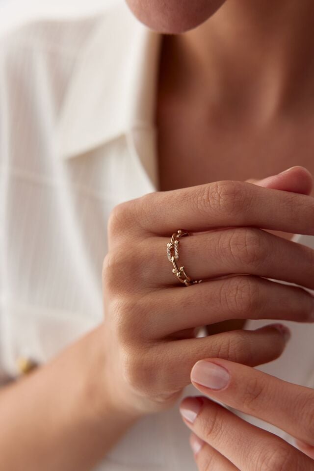 Altın Taşlı Ataç Yüzük