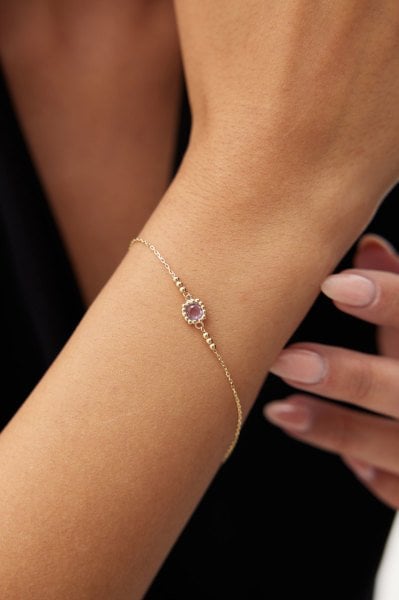 ALTIN MOR TAŞLI BİLEKLİK