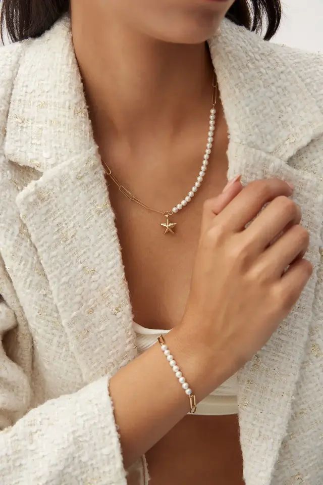 ALTIN YILDIZ İNCİLİ BOYUNLUK