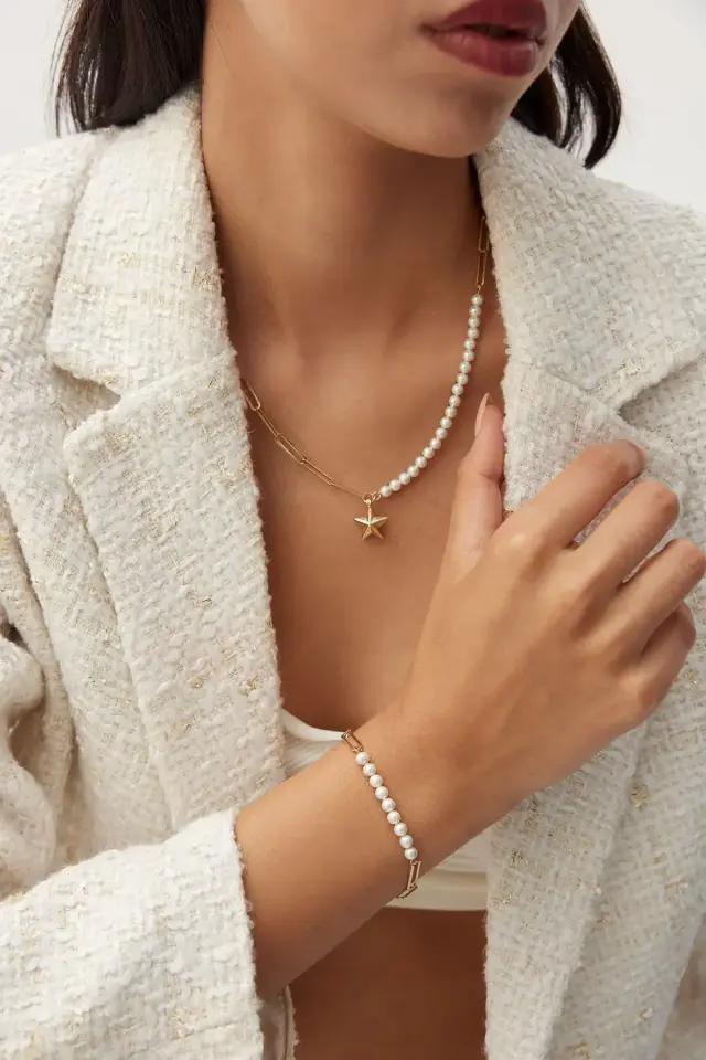 ALTIN YILDIZ İNCİLİ BOYUNLUK