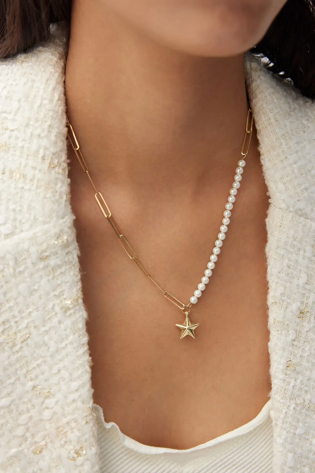 ALTIN YILDIZ İNCİLİ BOYUNLUK