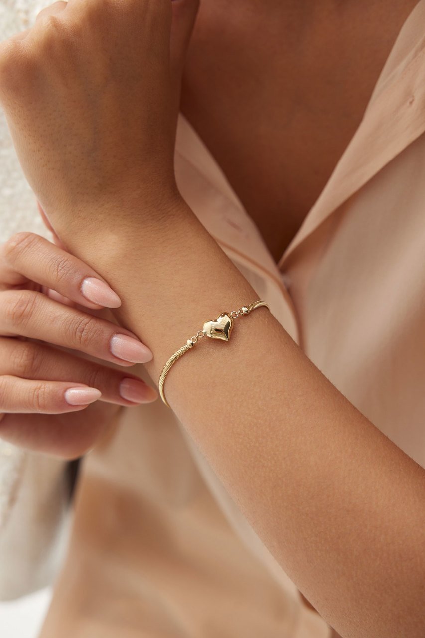Altın Tondo Kalp Bileklik