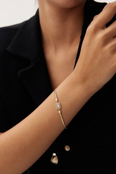 ALTIN KARE BAGET TAŞLI BİLEKLİK