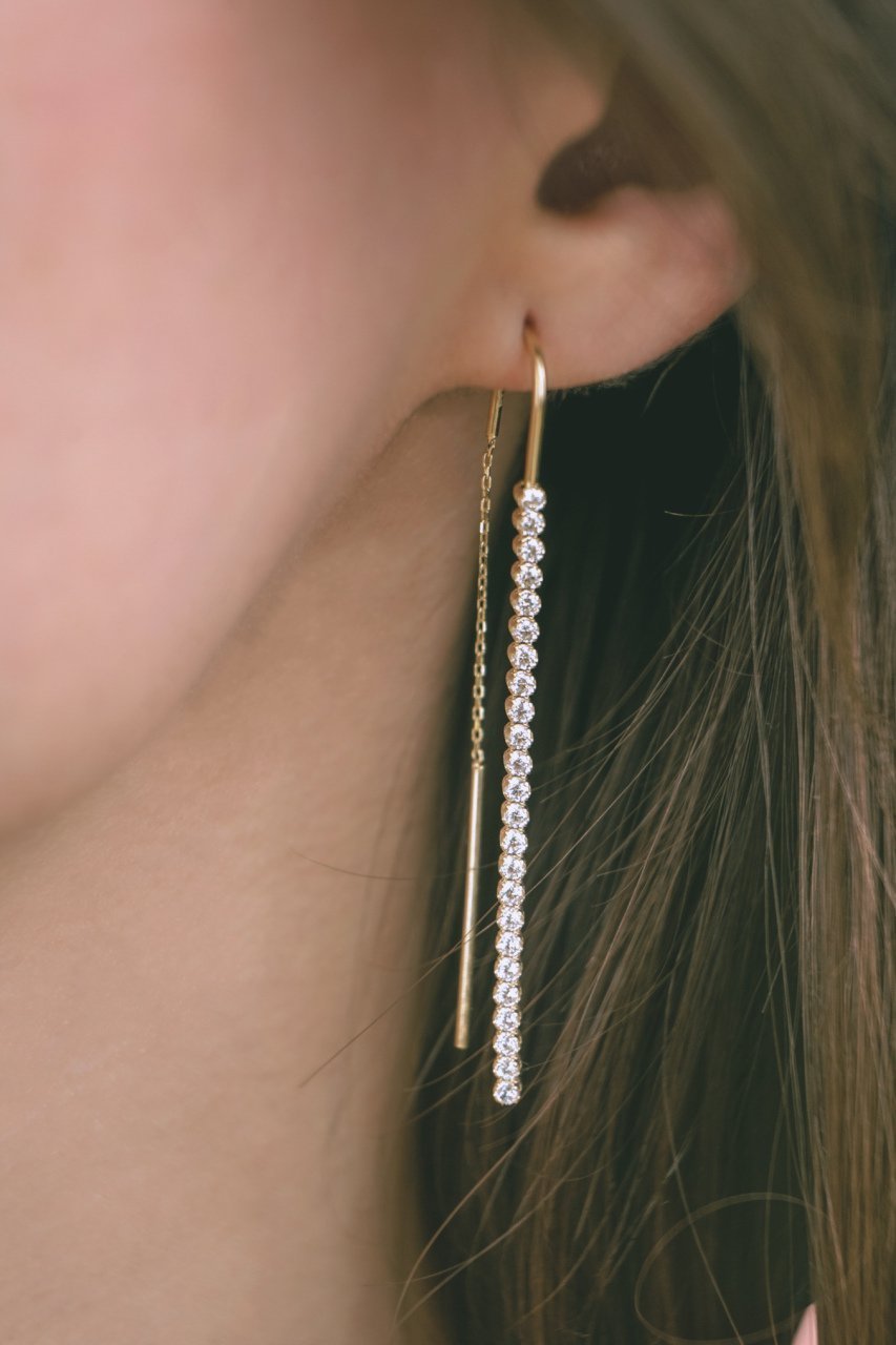 Altın Zincirli Suyolu Küpe