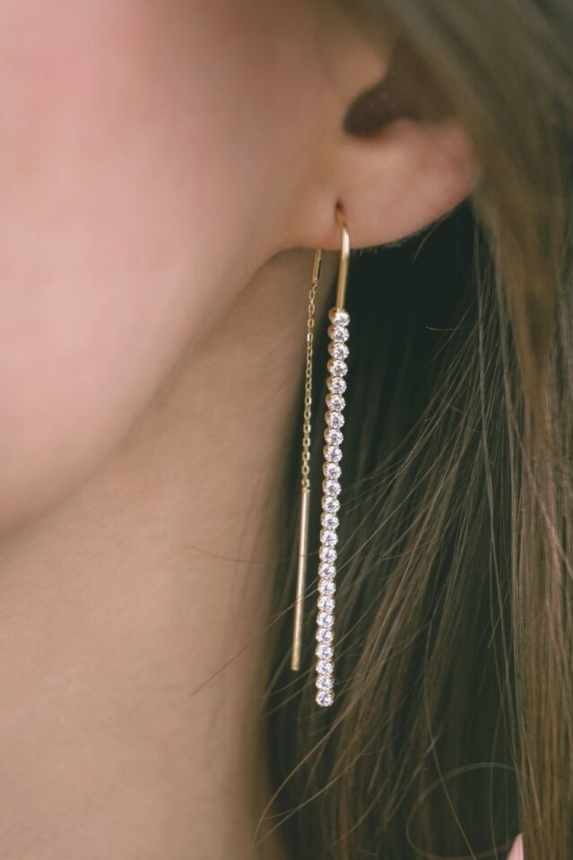 Altın Zincirli Suyolu Küpe