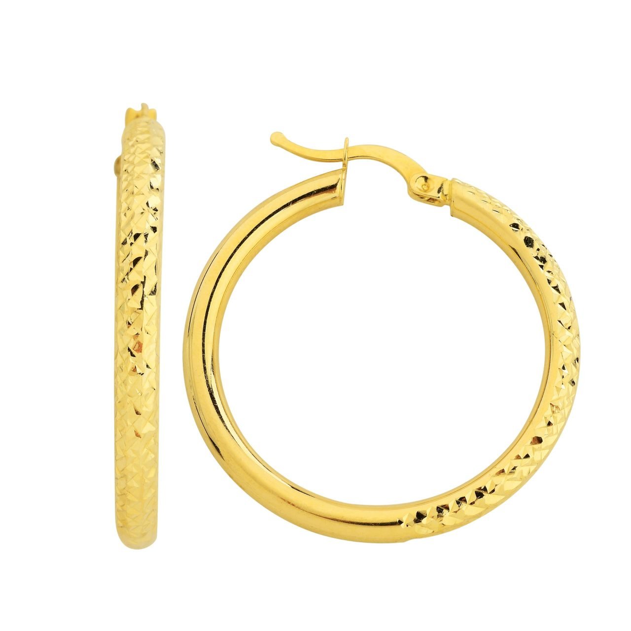 Altın Kristal Desenli Tasarım Halka Küpe