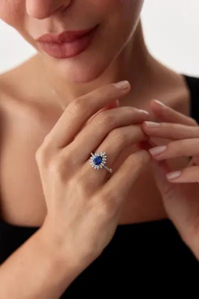 Altın Safir Taşlı Üçlü Set