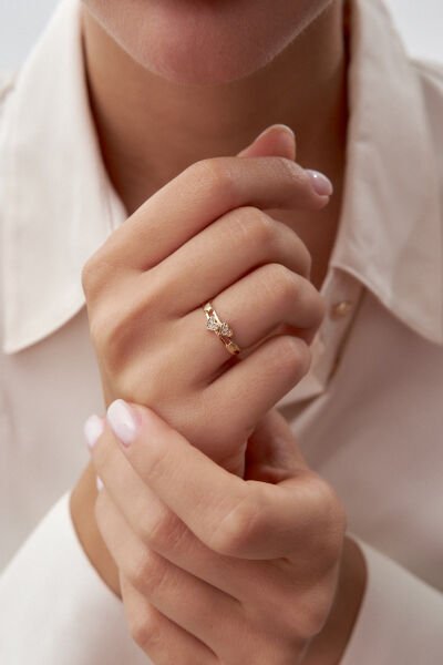 Altın Çift Sıra Kalpli Yüzük