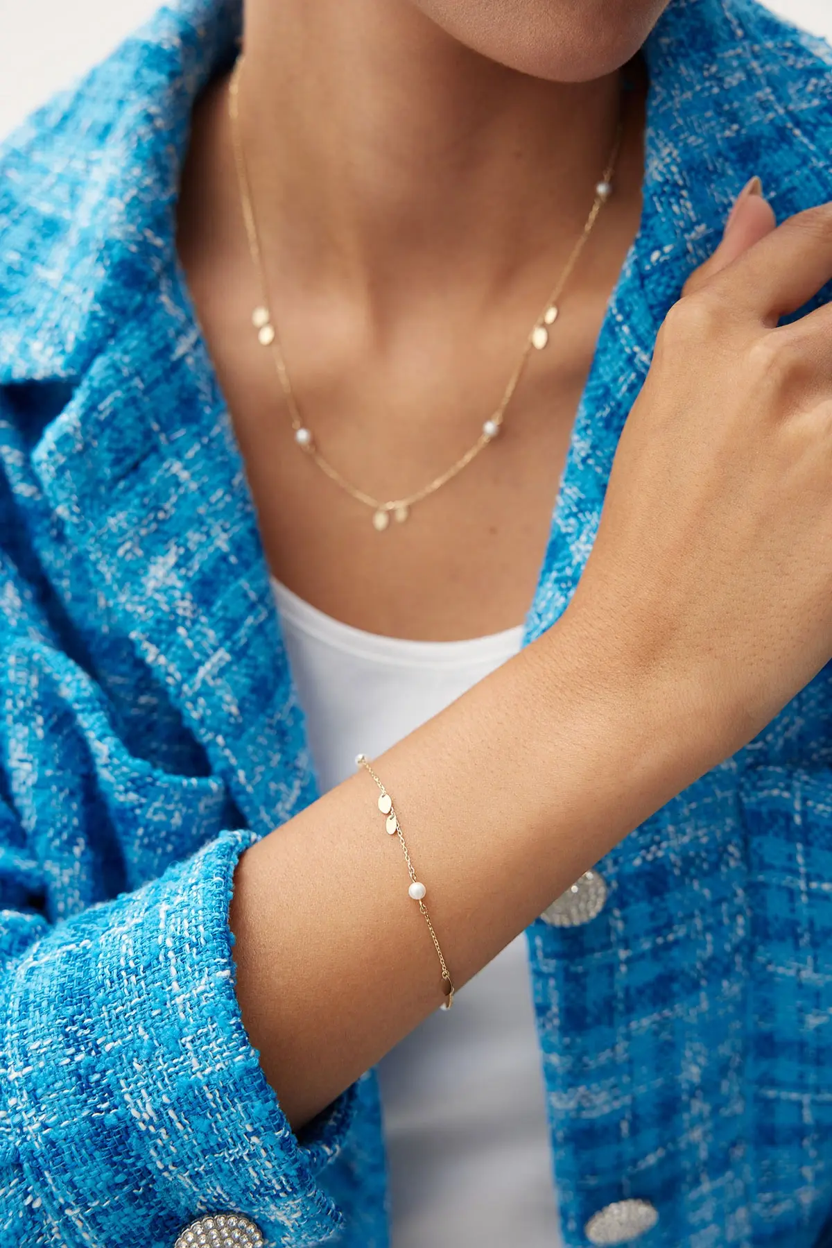 Altın İncili Pullu Takım Set