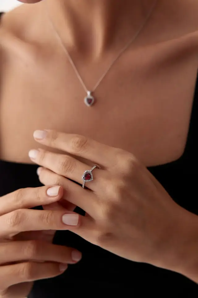 Altın Ruby Taşlı Üçlü Set