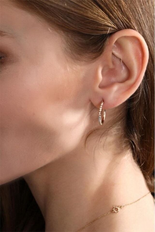 Altın Dorika Üç Renk Halka Küpe