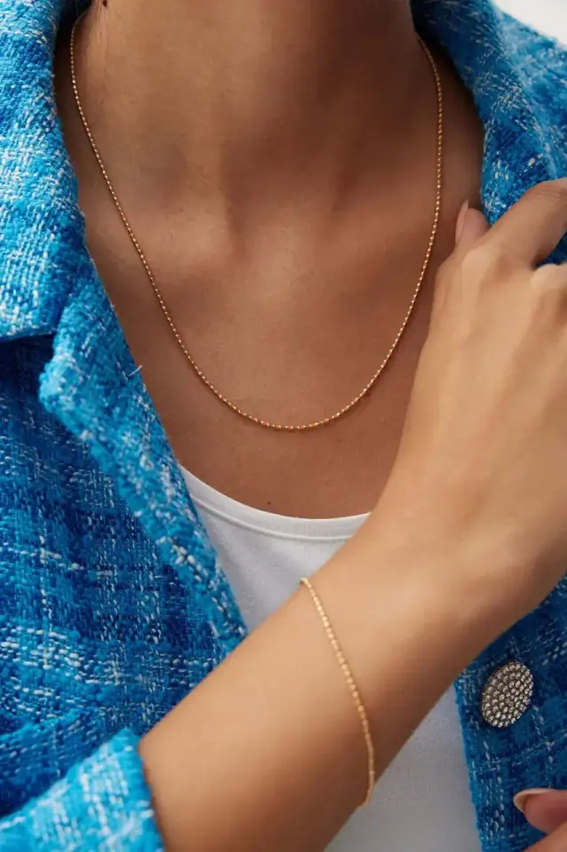 Altın Turuncu Mineli Boyunluk Ve Bileklik