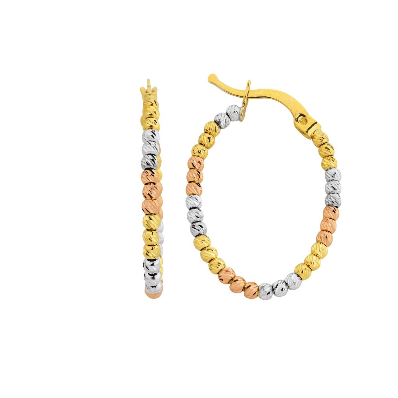 Altın Üç Renk Dorika Halka Küpe