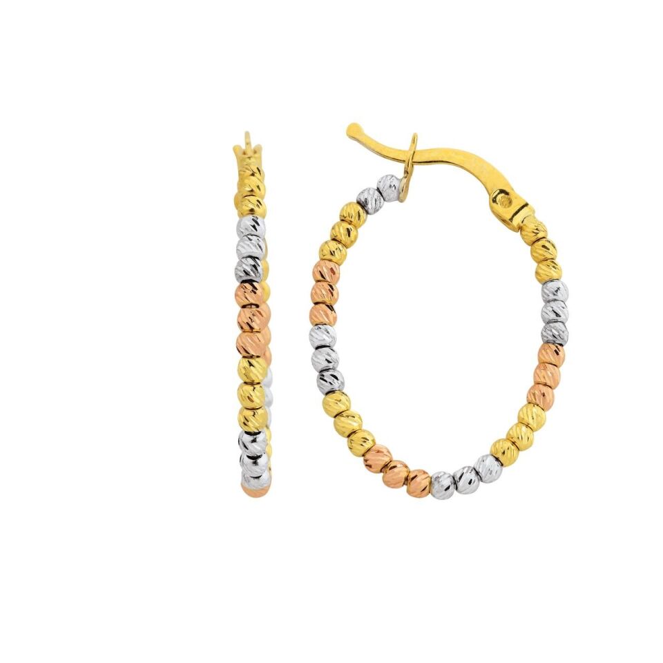 Altın Üç Renk Dorika Halka Küpe