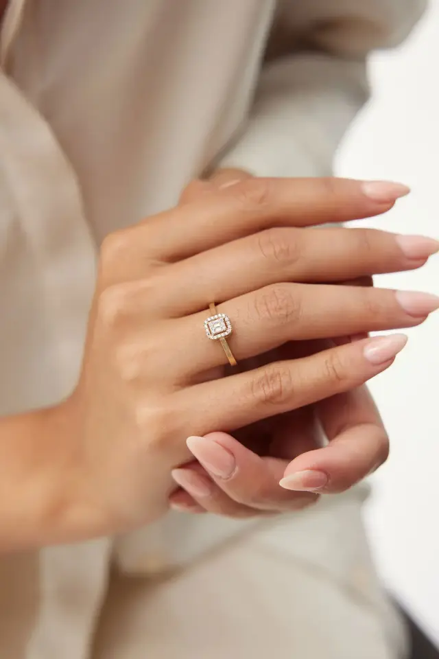 Altın Baget Taşlı Takım Set