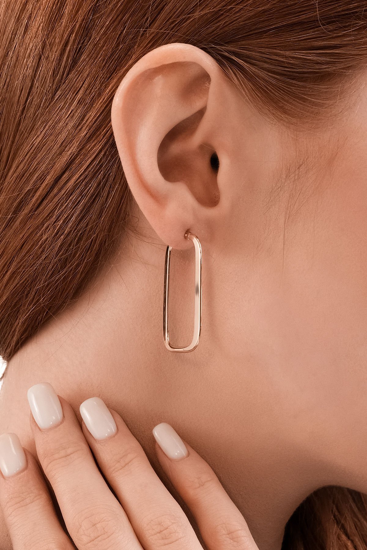 Altın Dİkdörtgen Küpe