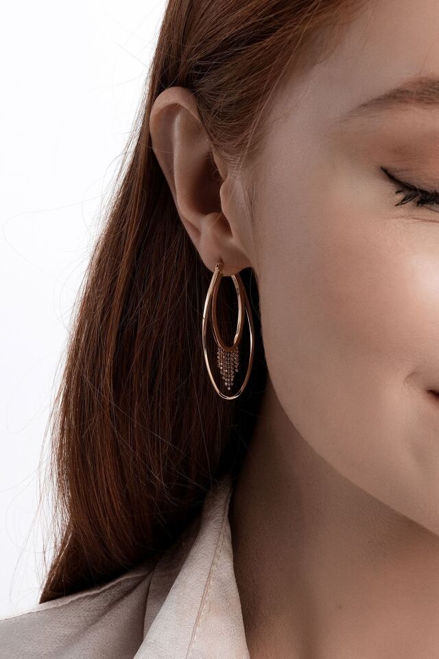 Altın Sallantılı Halka Küpe