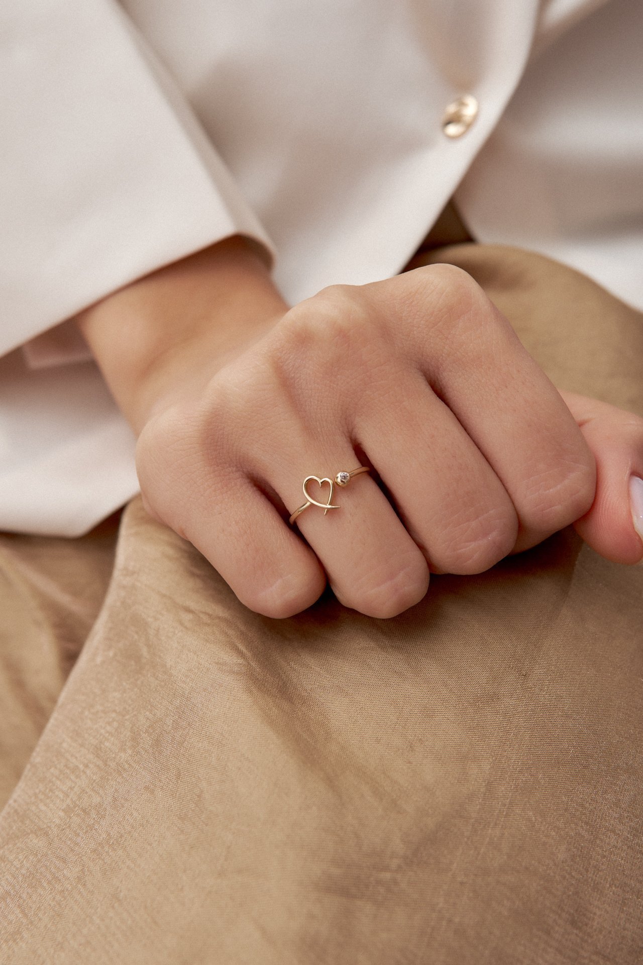 Altın Açık Kalp Yüzük