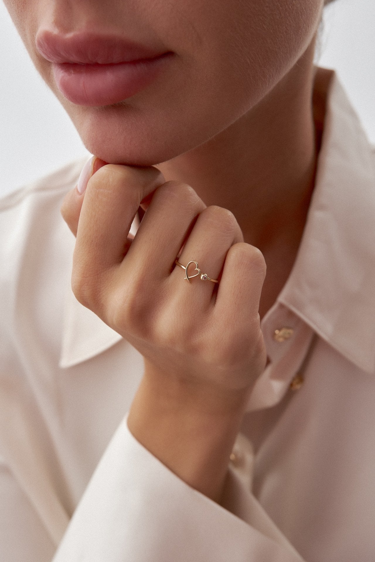 Altın Açık Kalp Yüzük