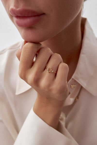 Altın Açık Kalp Yüzük