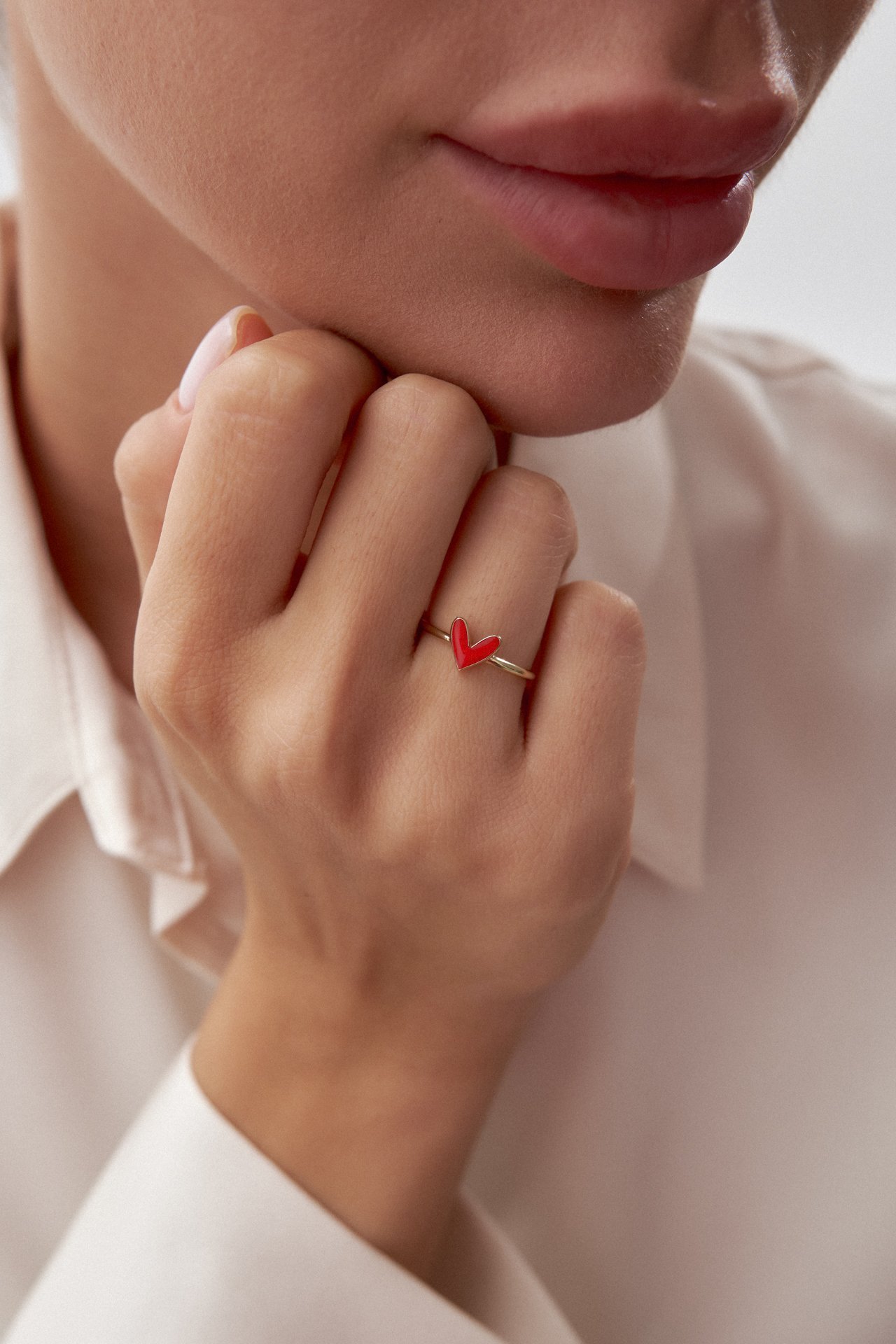 Altın Mineli Kalp Yüzük