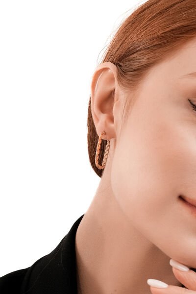 Altın Dikdörtgen Burgu Küpe