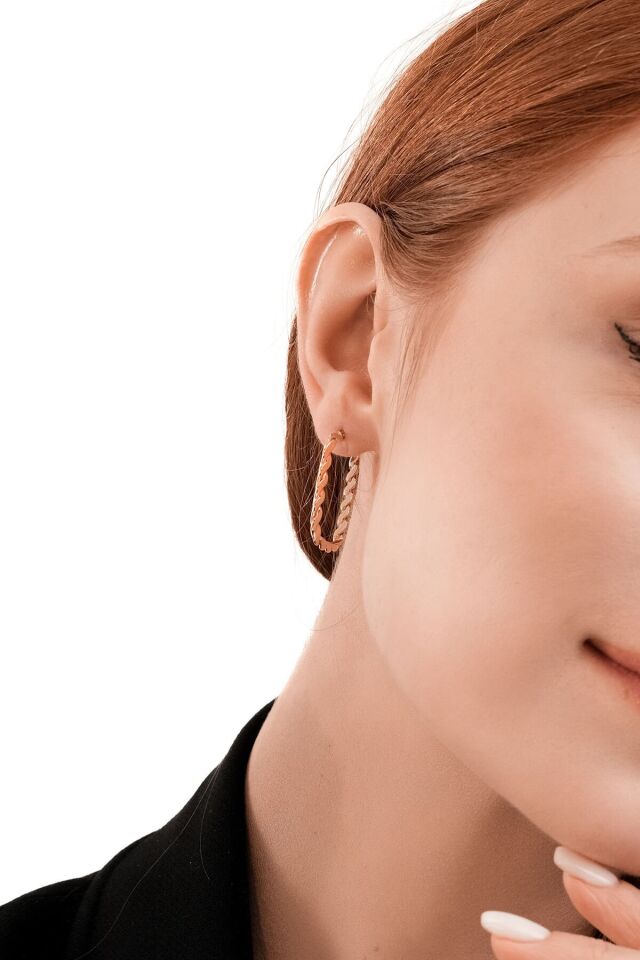 Altın Dikdörtgen Burgu Küpe