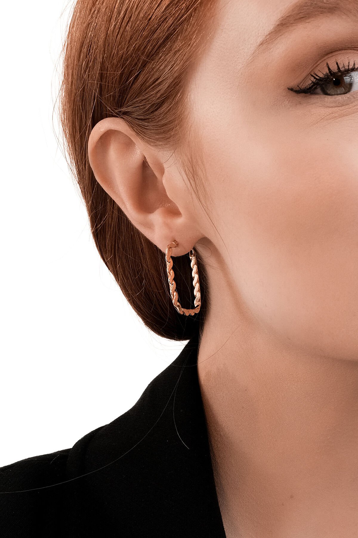 Altın Dikdörtgen Burgu Küpe