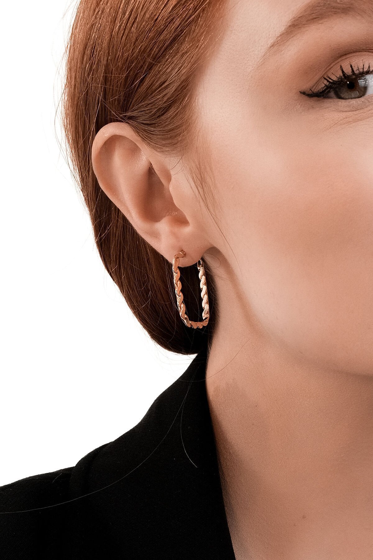 Altın Dikdörtgen Burgu Küpe