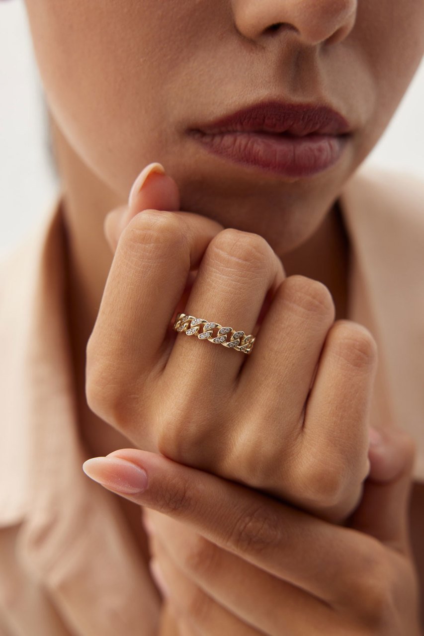 Altın Taşlı Chain Yüzük