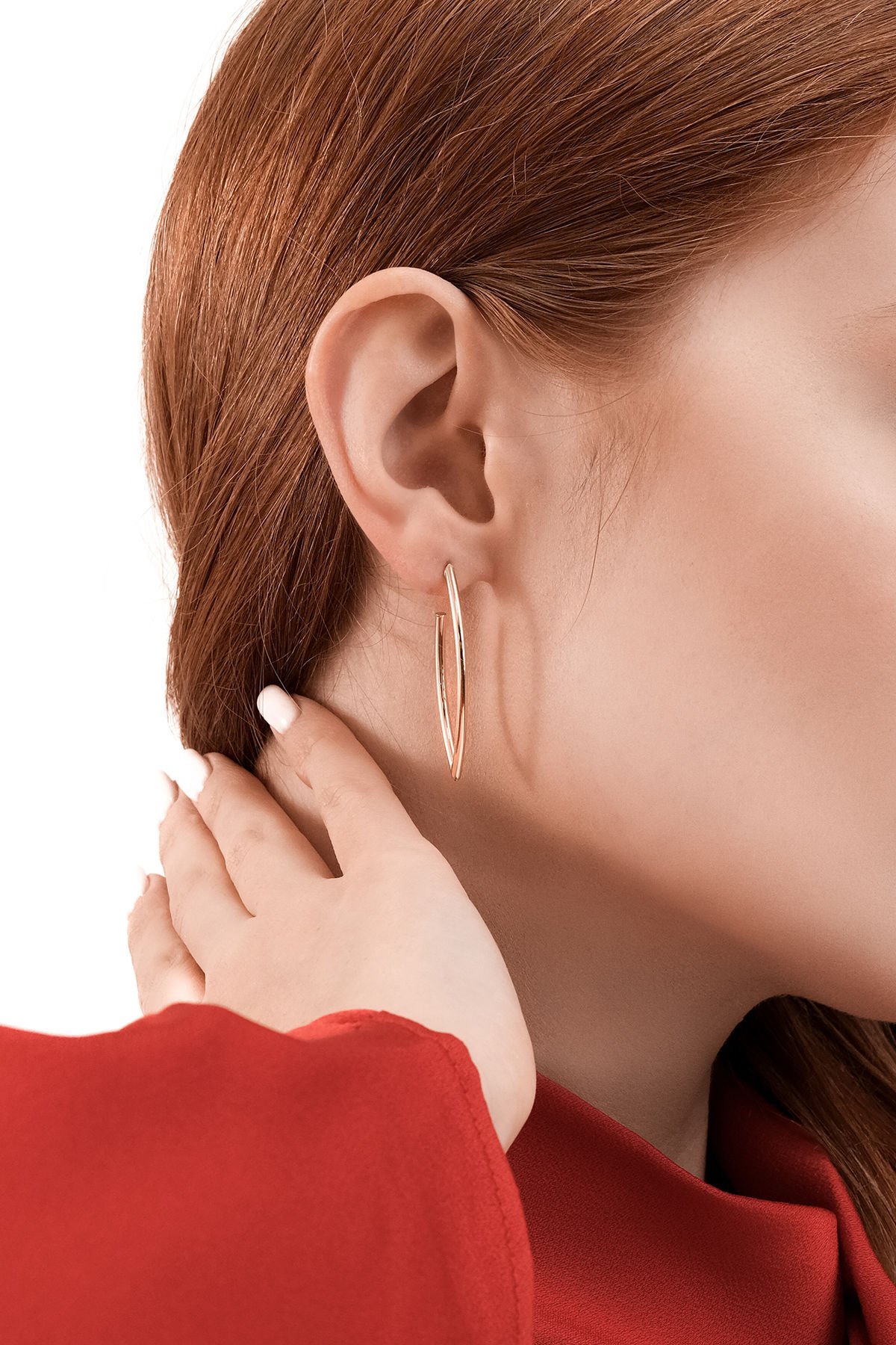 Altın Sade Şarnel Küpe