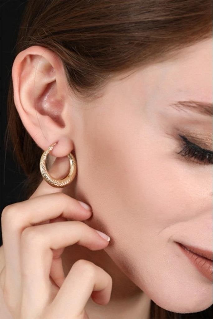 Altın Kristal Model Halka Küpe