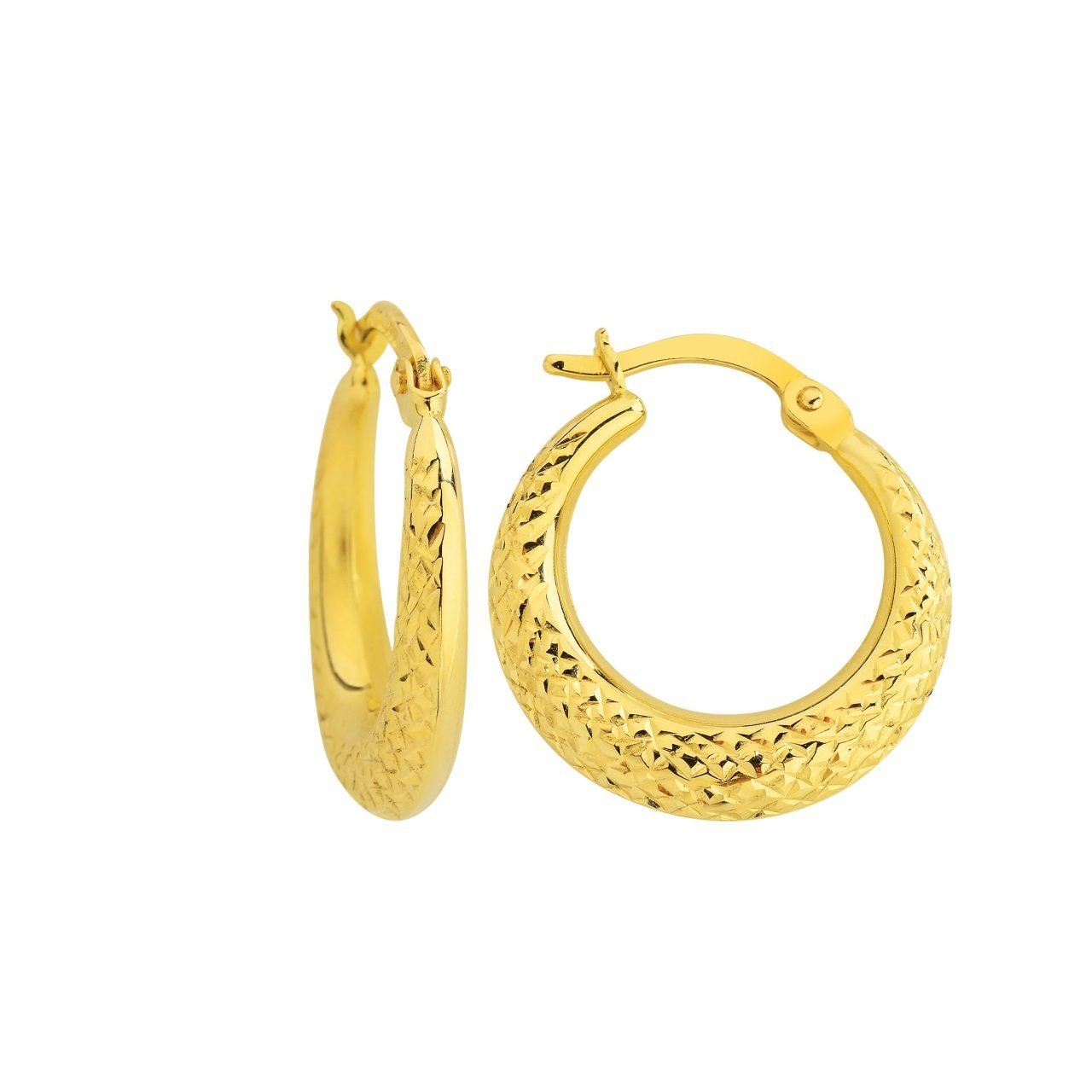 Altın Kristal Model Halka Küpe