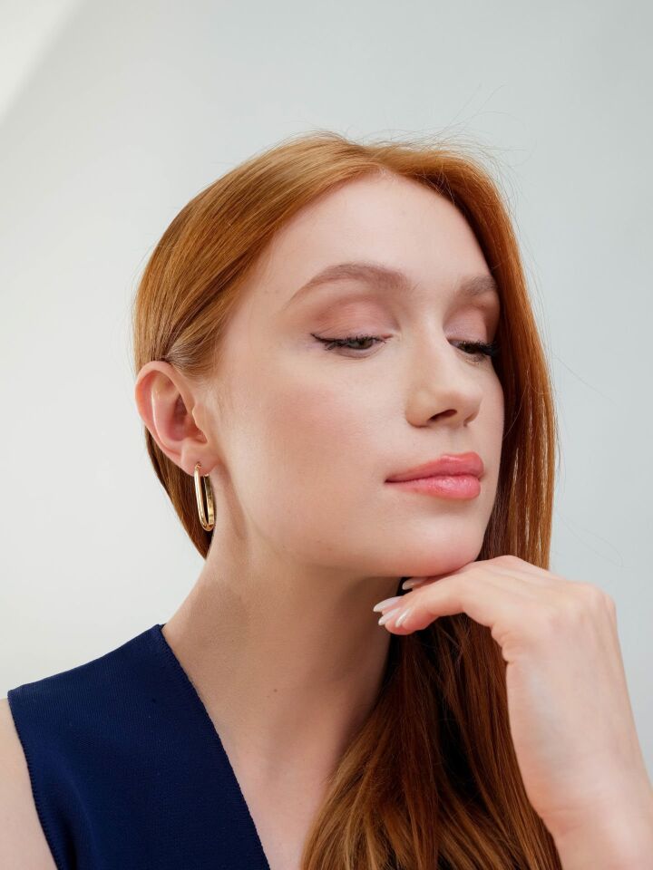 Altın Geometrik Gold Küpe