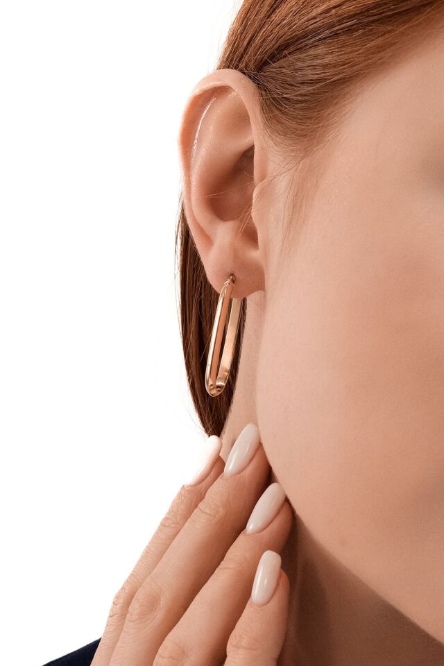 Altın Geometrik Gold Küpe