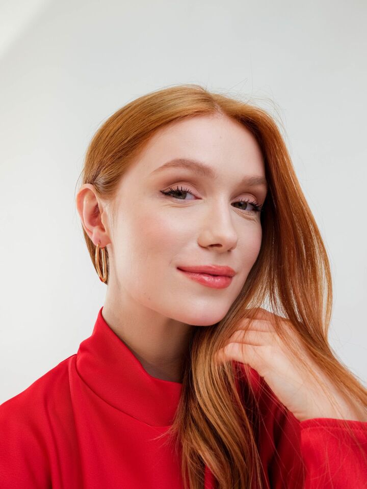 Altın Geometrik Bombe Küpe