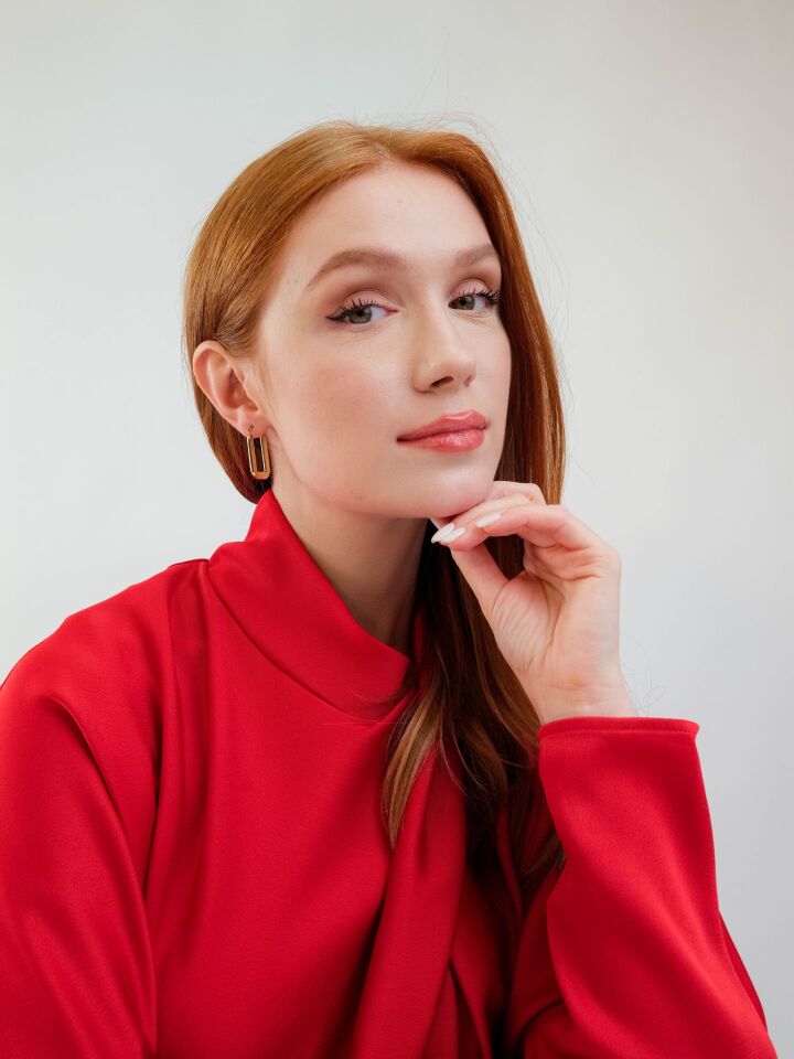 Altın Midi Dikdörtgen Küpe