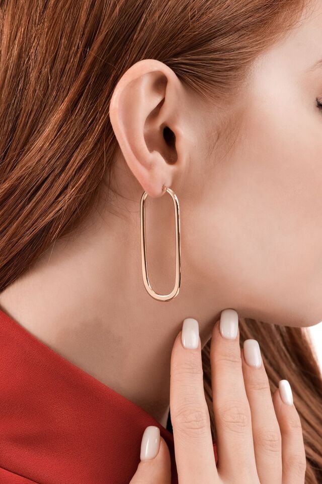 Altın Silindir Detay Şarnel Küpe