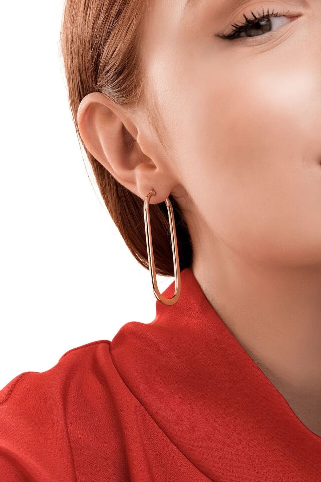 Altın Silindir Detay Şarnel Küpe