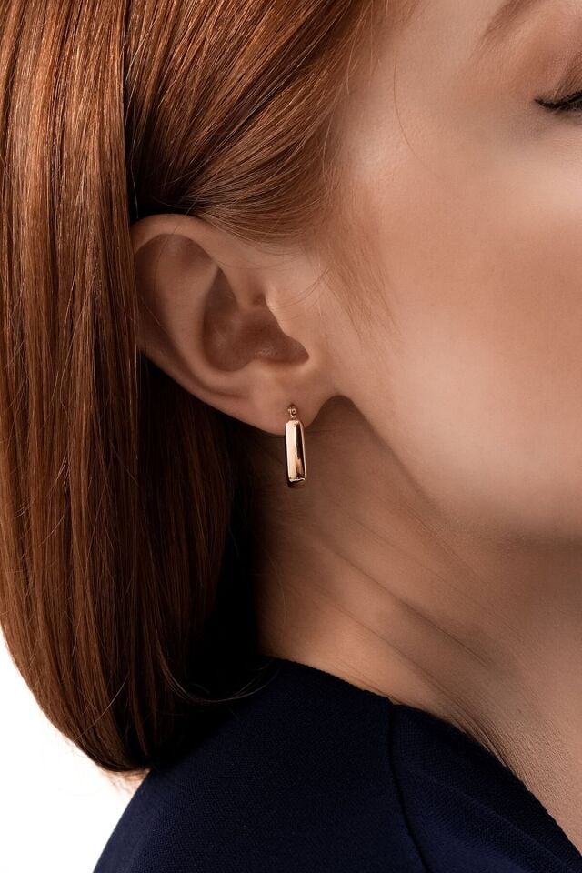 Altın Kare Bombe Küpe