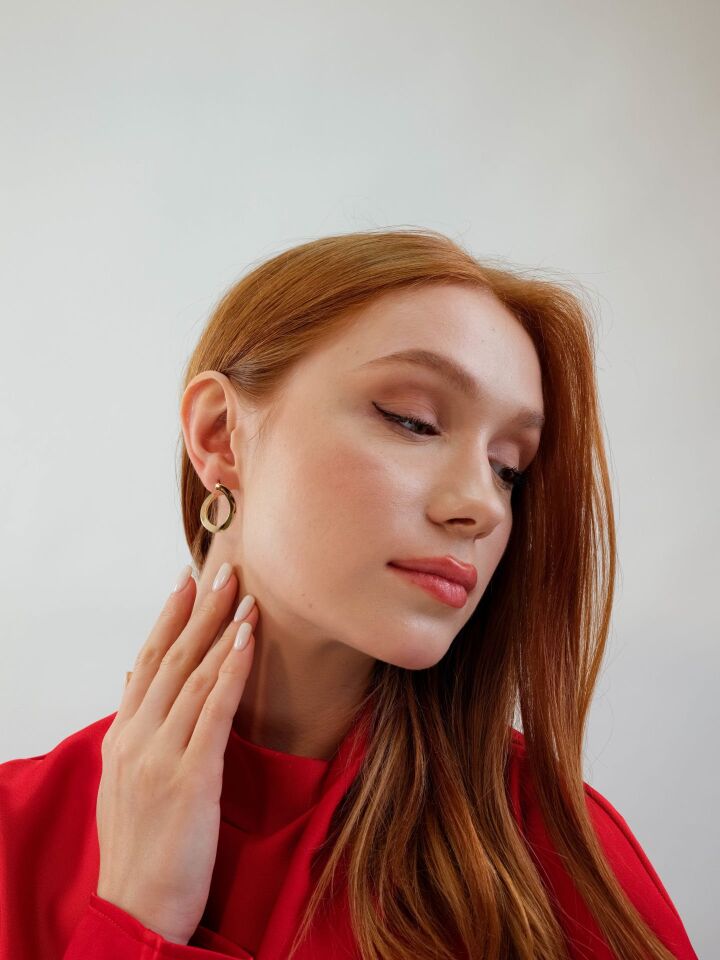 Altın Midi Luna Küpe