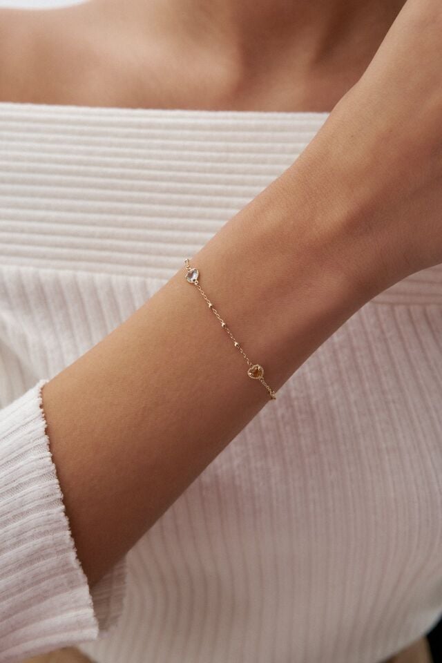 Altın Kalp Taşlı Bileklik