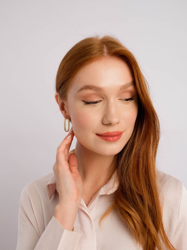 Altın Çift Tasarım Küpe