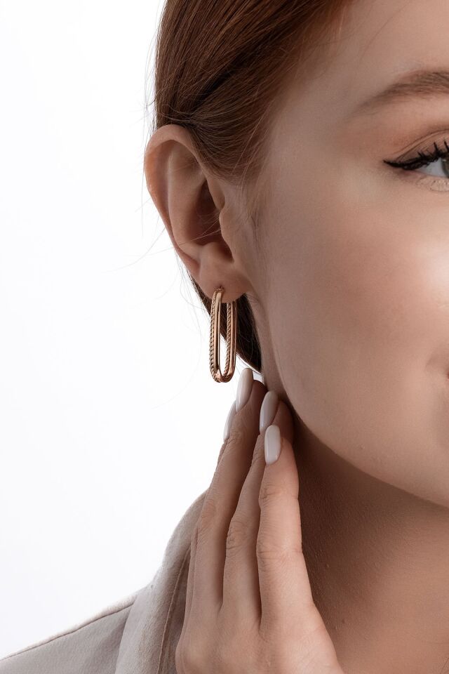 Altın Çift Tasarım Küpe