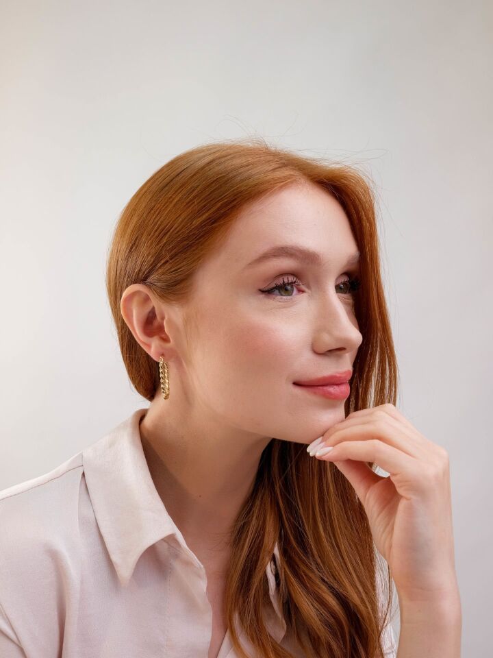 Altın Burgu Dikdörtgen Küpe